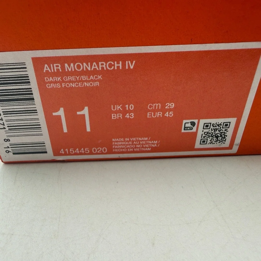 Nike Air Monarch IV Shoes Men Size 11 Dark Grey Black Training 415445-020